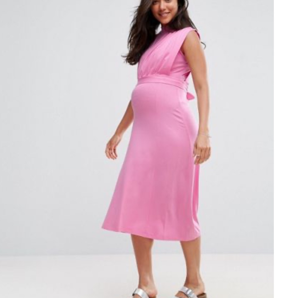 Asos $56 maternity nursing high neck midi dress 6